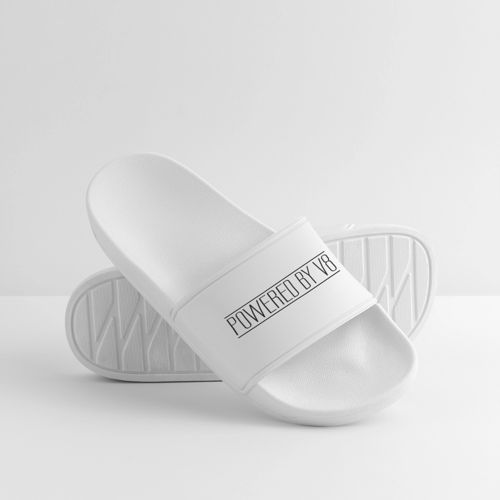 POWER BY V8 Männer Badelatschen mit bedruckbarer Lasche, geformtem Fußbett und rutschhemmender PVC-Sohle