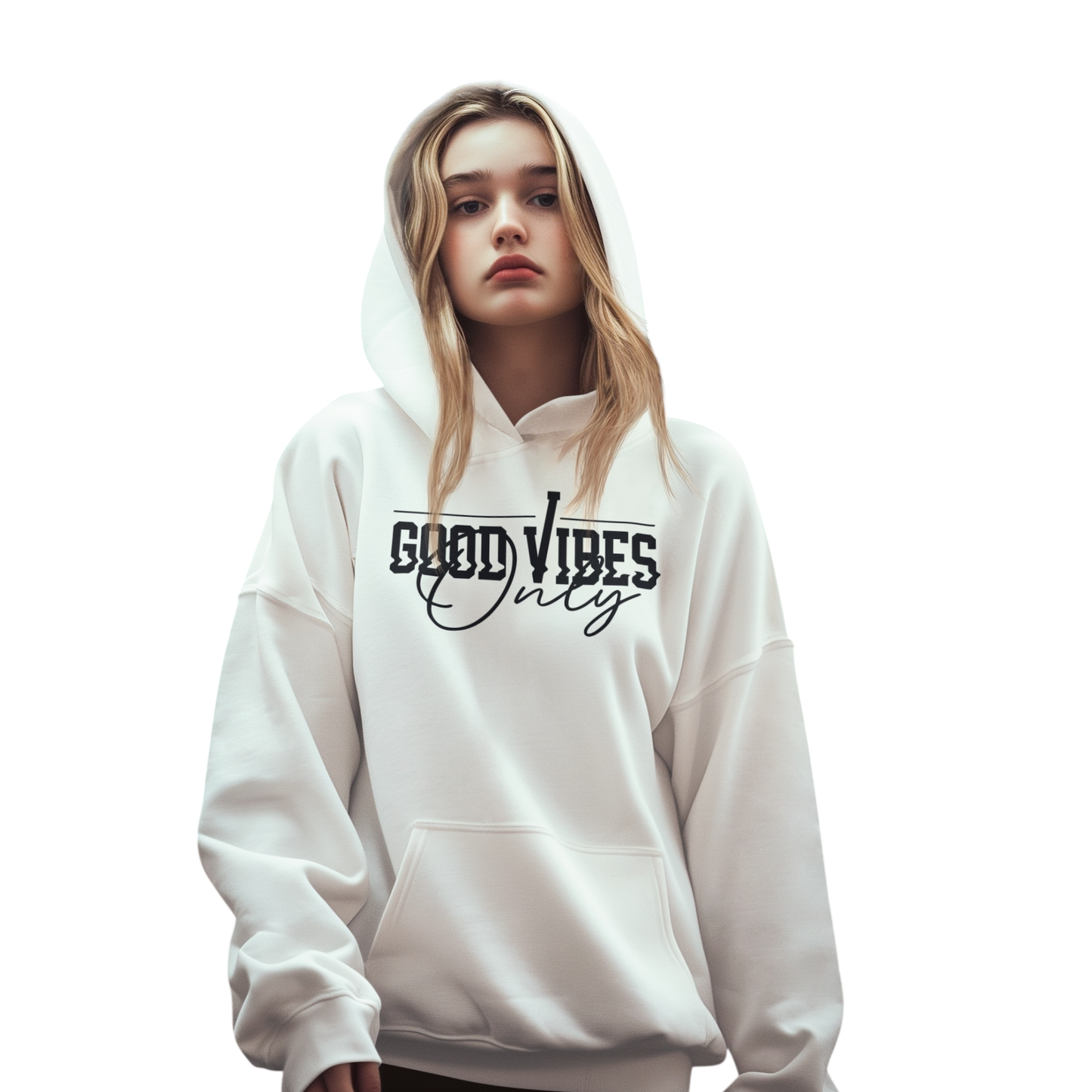 Oversized T-Shirt Good Vibes Only mit Frontprint aus 100 % Baumwolle, reaktivgefärbt, 500g/m² Stoffgewicht
