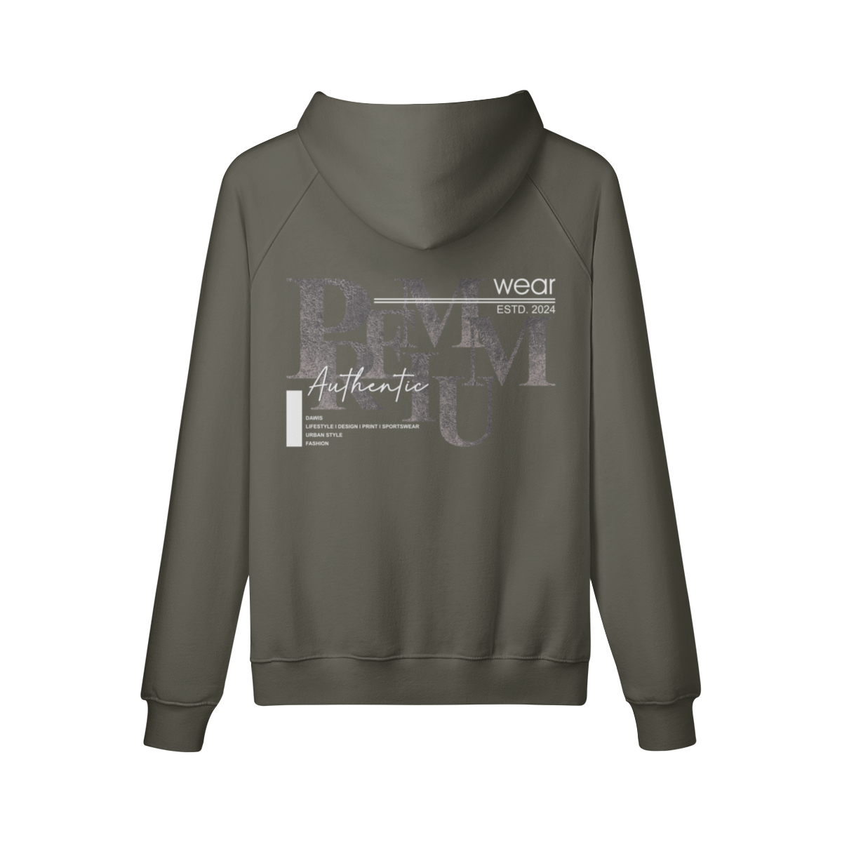 Oversize fit hoodie with front and back print, made of 100% combed cotton, featuring cuffed sleeves and hem.