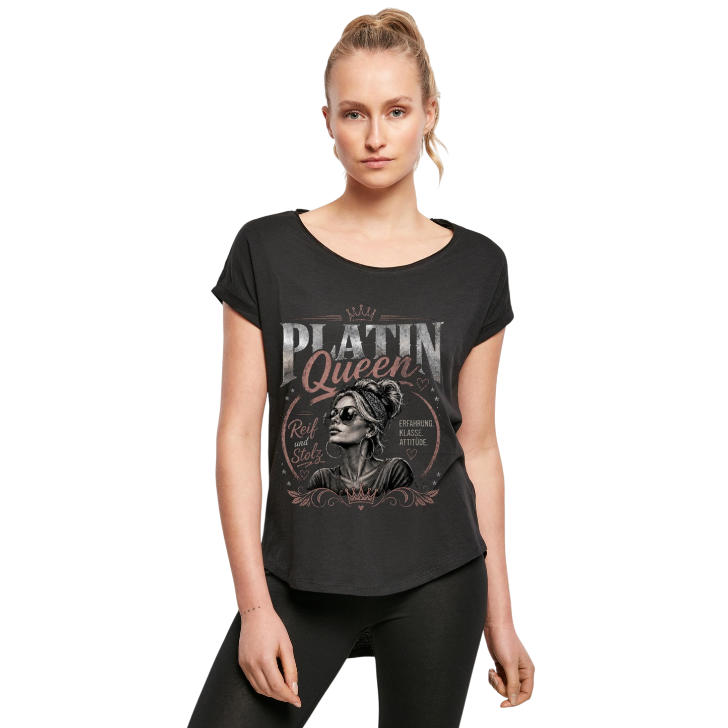 Shirt Damen Regularfit mit Frontprint aus 100% Baumwolle, reaktiv gefärbt