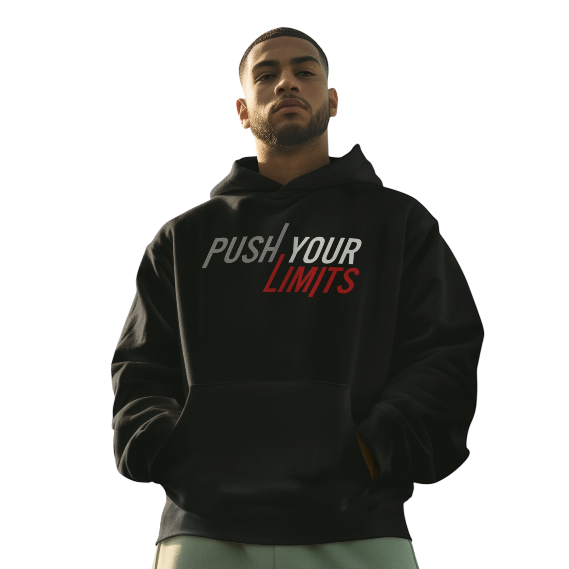 Oversized T-Shirt Push Your Limits aus 100% Baumwolle mit Frontprint und reaktivgefärbtem Stoff