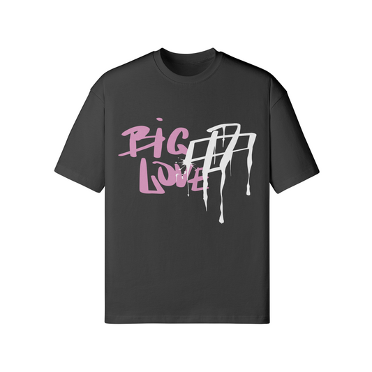 Oversize "Big Love" T-shirt with front print, 100% cotton, reaktivgefärbt for lasting color.