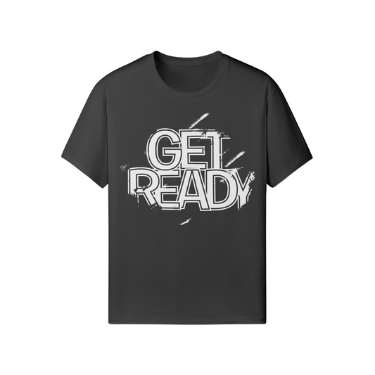 GET READY t-shirt with front and back print in classic fit, 100% cotton.