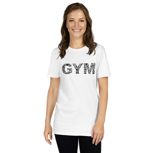 Gym Damen T-Shirt aus 100% Baumwolle mit schwarzem GYM-Print.